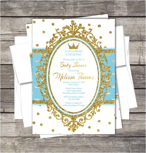 Prince Baby Shower Invites Royal Prince Baby Shower Invitation Blue Gold Silver