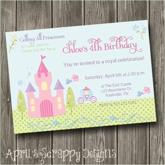 princess tea party birthday invitation