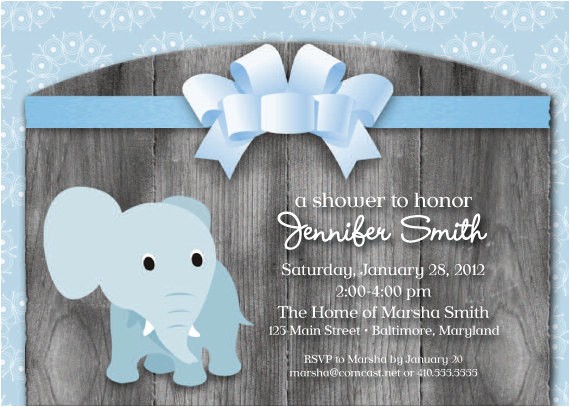 elephant theme baby shower invitation
