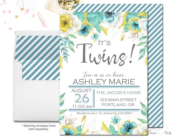 printable twins baby shower invitation girls