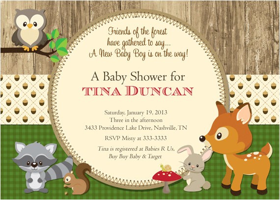 woodland animals baby shower invitation printable 3