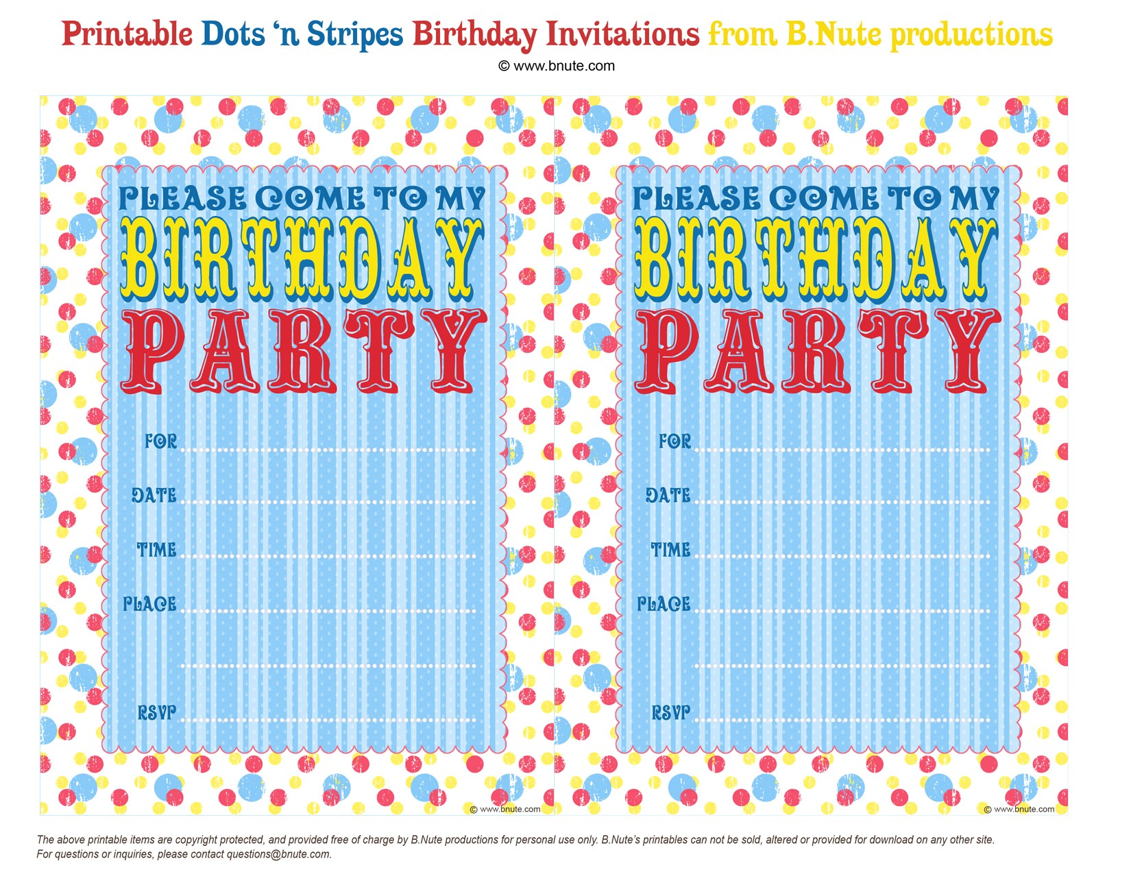 free printable dots n stripes birthday