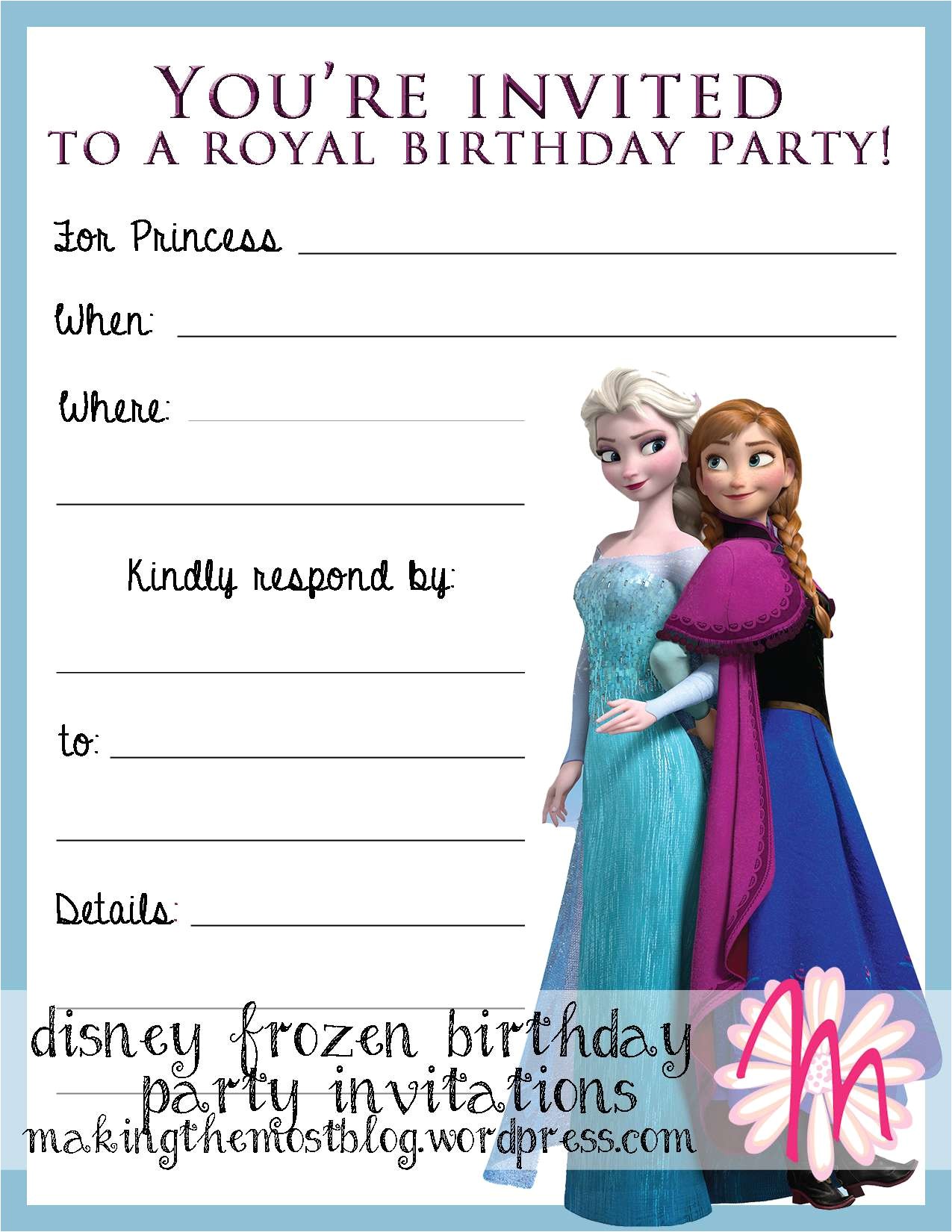 frozen birthday invitations printable