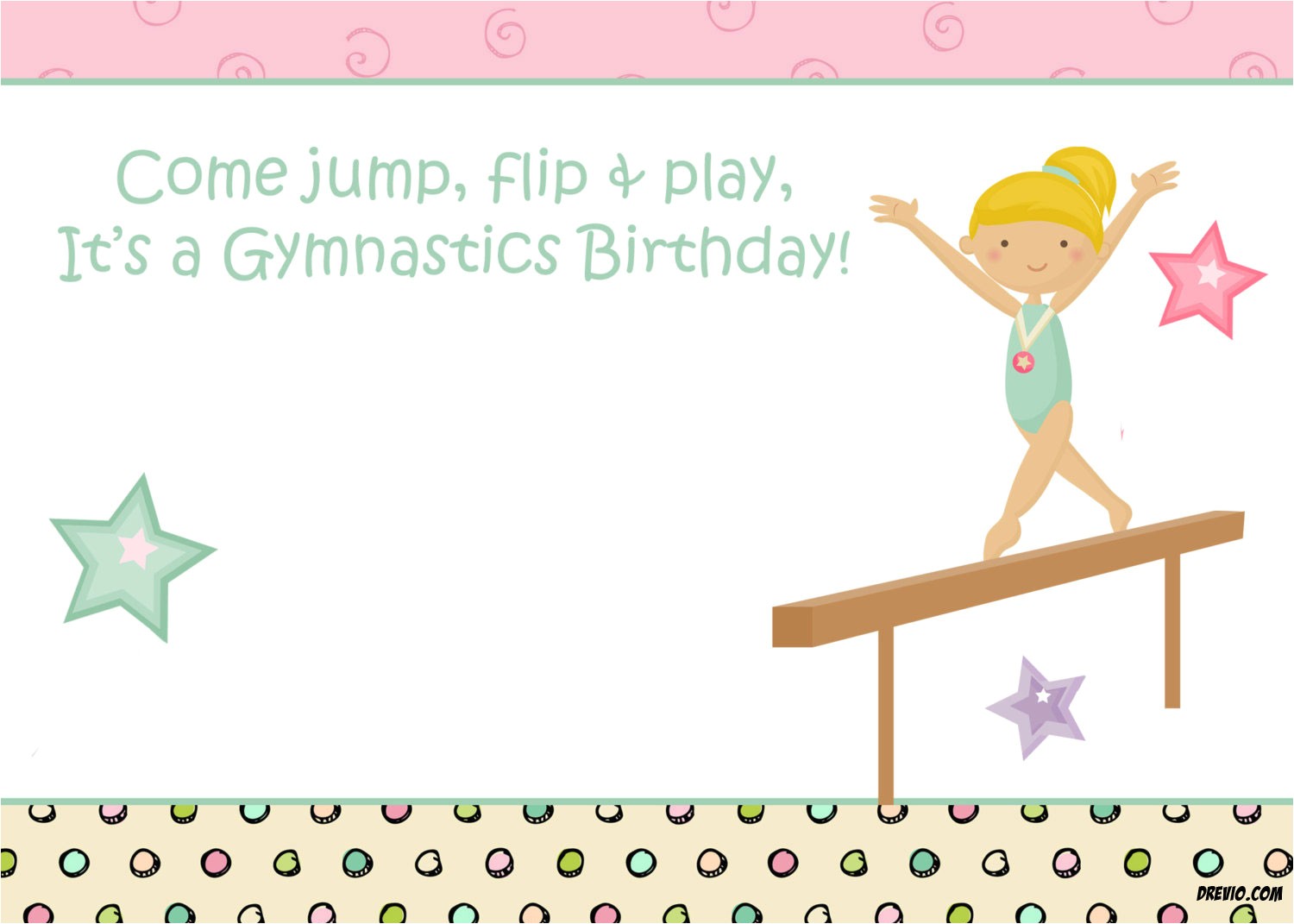 free printable gymnastic birthday invitations
