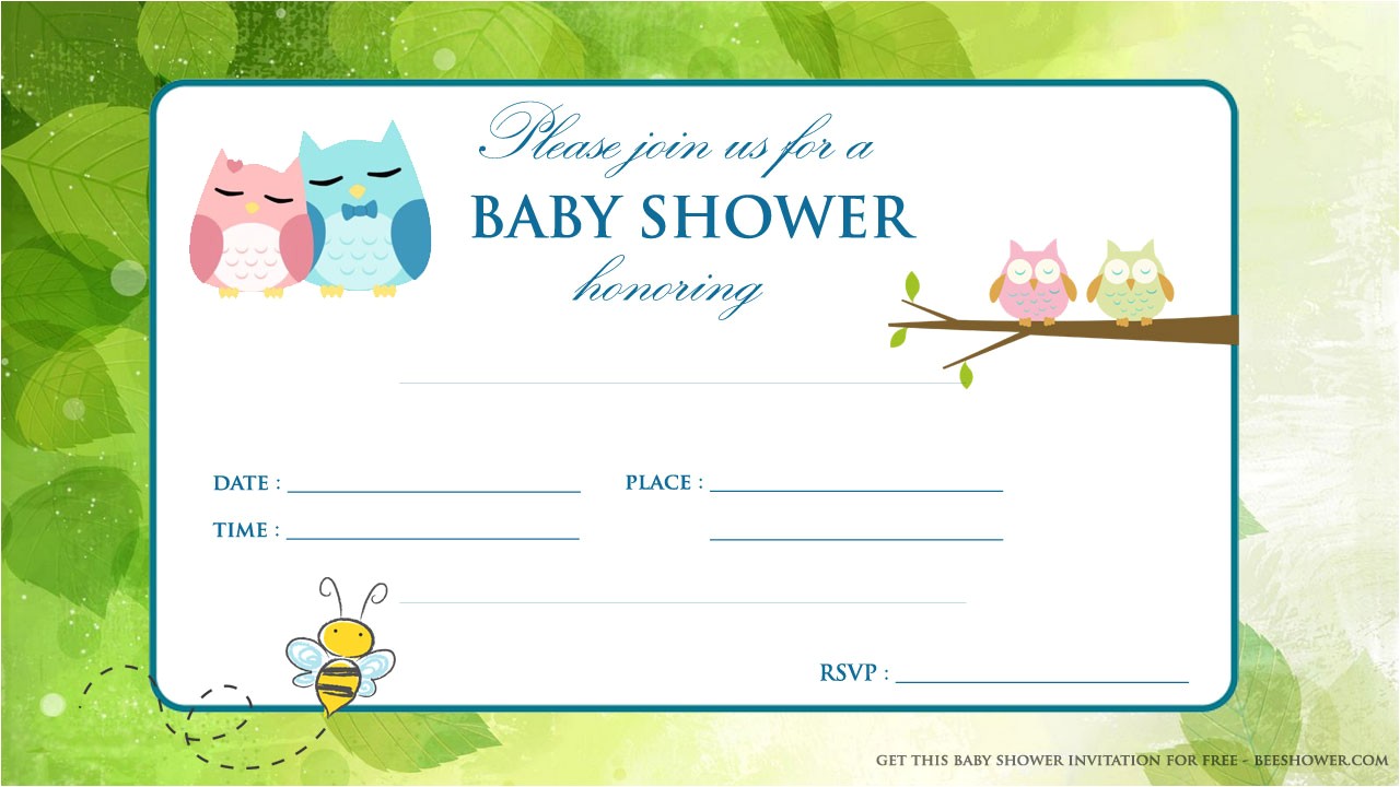 free printable baby owl baby shower invitation