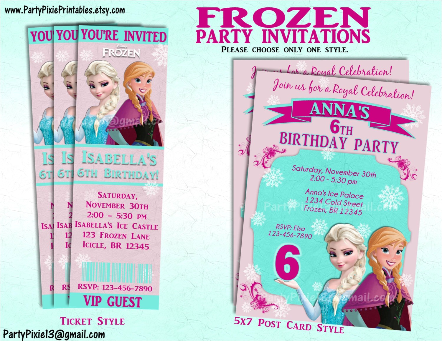disney frozen party invitation andor