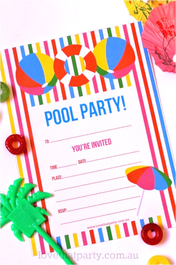 free printable summer pool party invitation