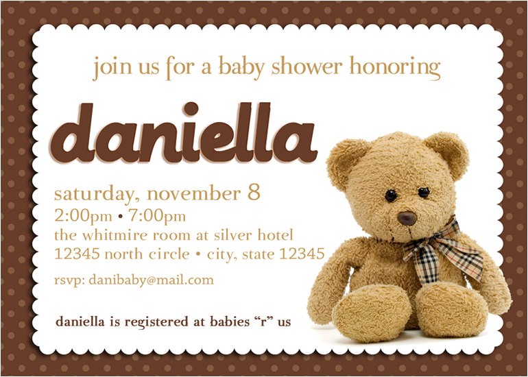 teddy bear baby shower invitation boy