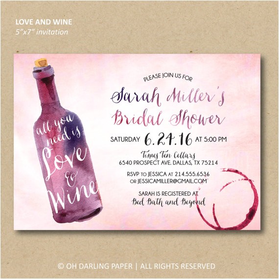 printable bridal shower invitation wine