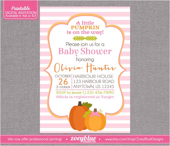 little pumpkin baby shower invitation