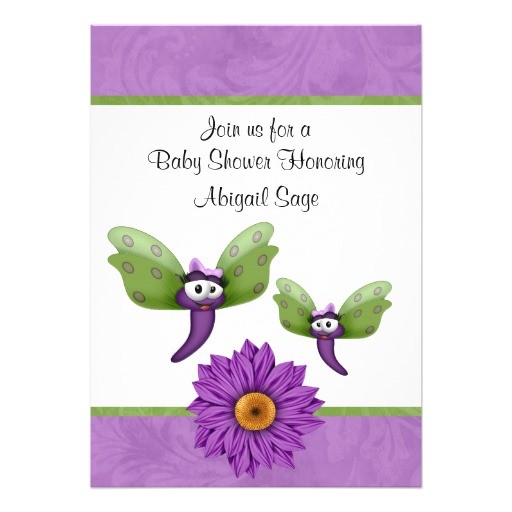 purple and green baby shower invitations