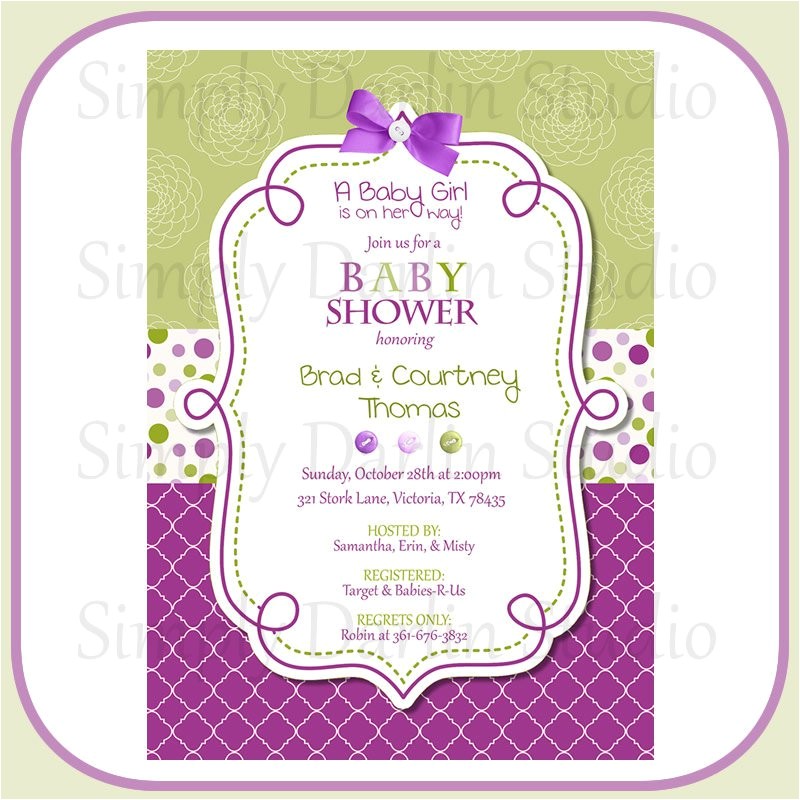 purple baby shower invitations