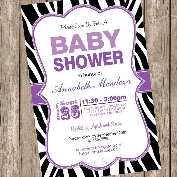 girl baby shower invitation purple and
