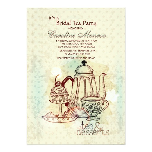 tea and desserts bridal shower invitation