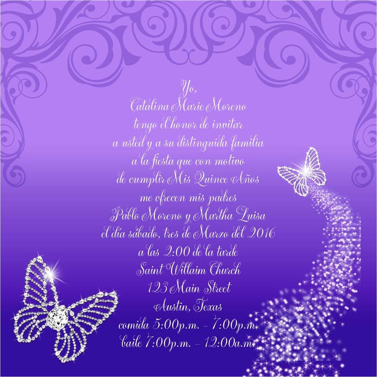 Quinceanera Invitations butterfly theme Bling butterflies Quinceanera Invitation Quince Sweet