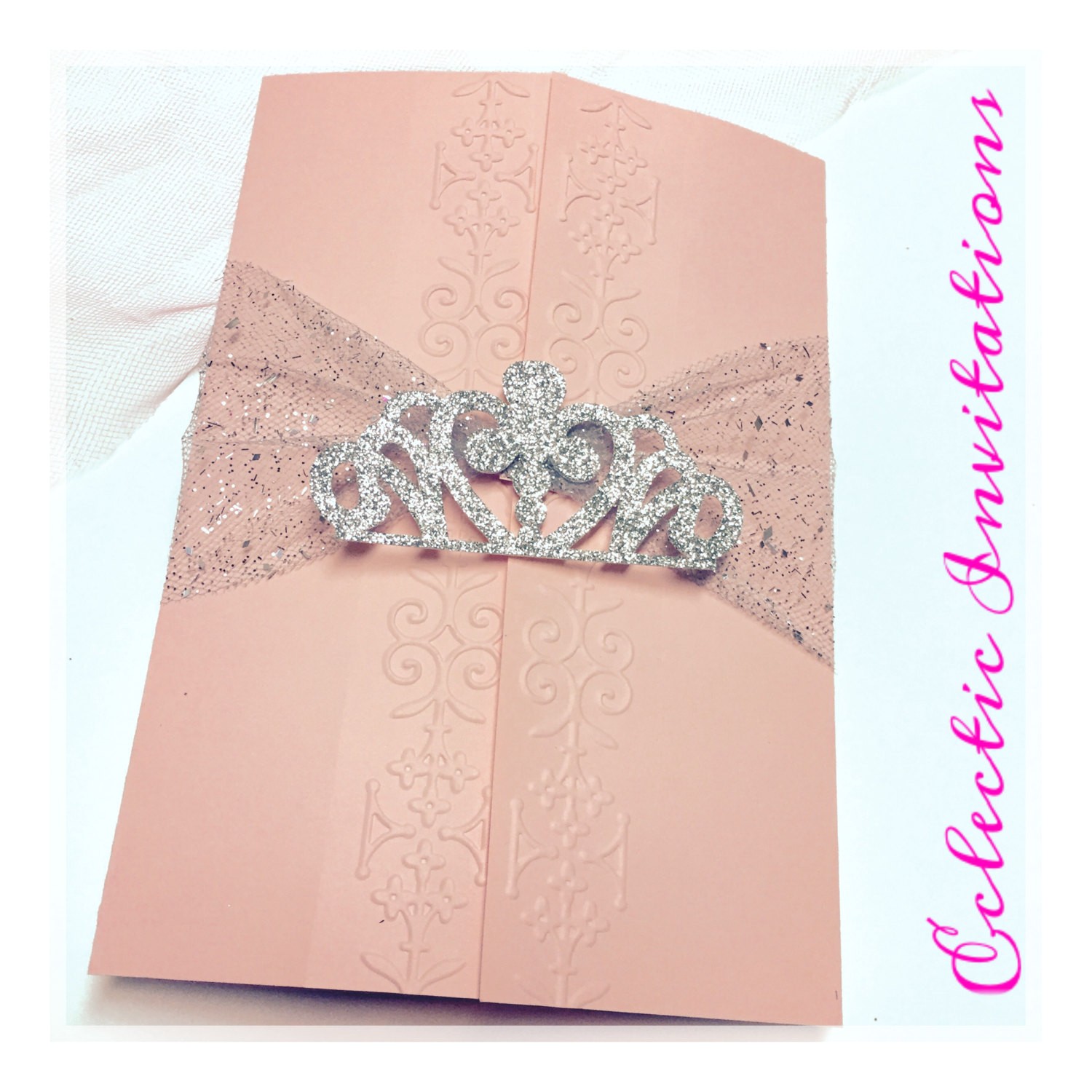 50 pink princess invitations quinceanera