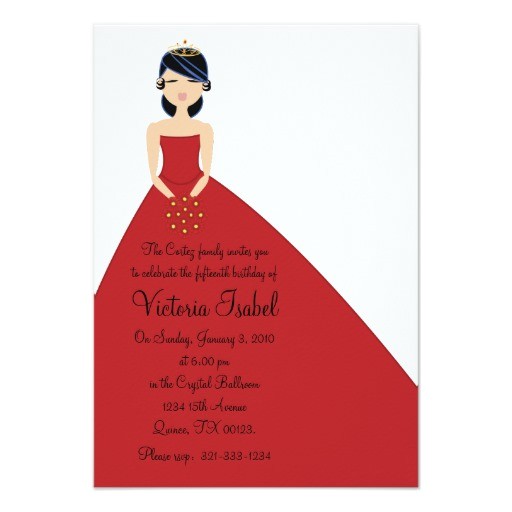 english red princess quinceanera quince invitation 161671599122233228