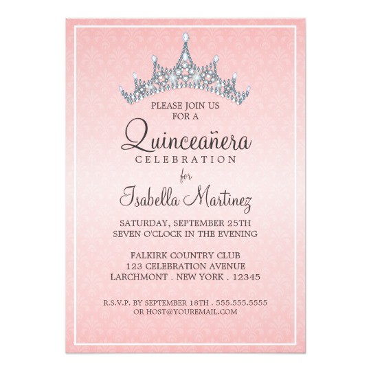 glam tiara quinceanera celebration invitation 161285274181804356