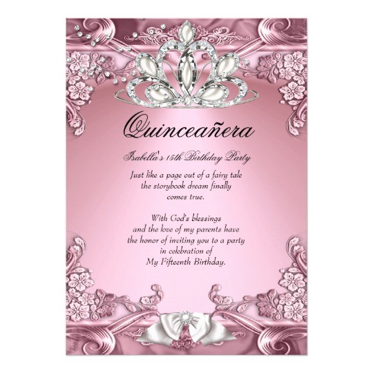 quinceanera pink 15th birthday party card 161774162272381550