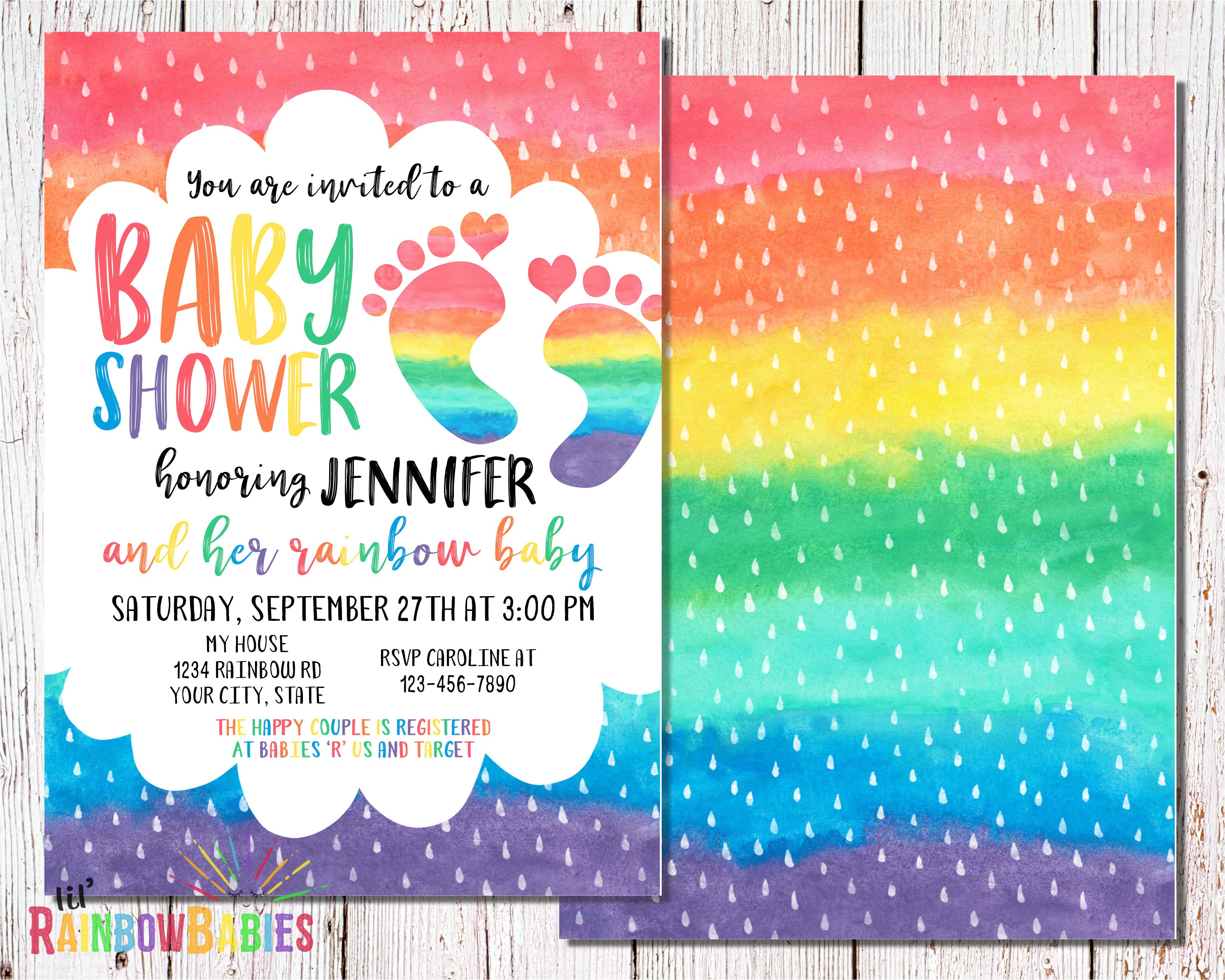 rainbow baby announcement cards and ts