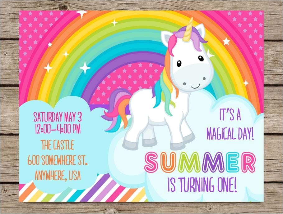 rainbow unicorn invitations