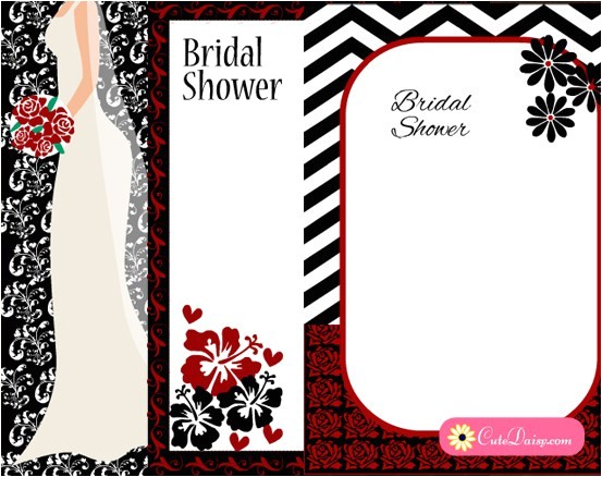 free printable black and red bridal shower invitations