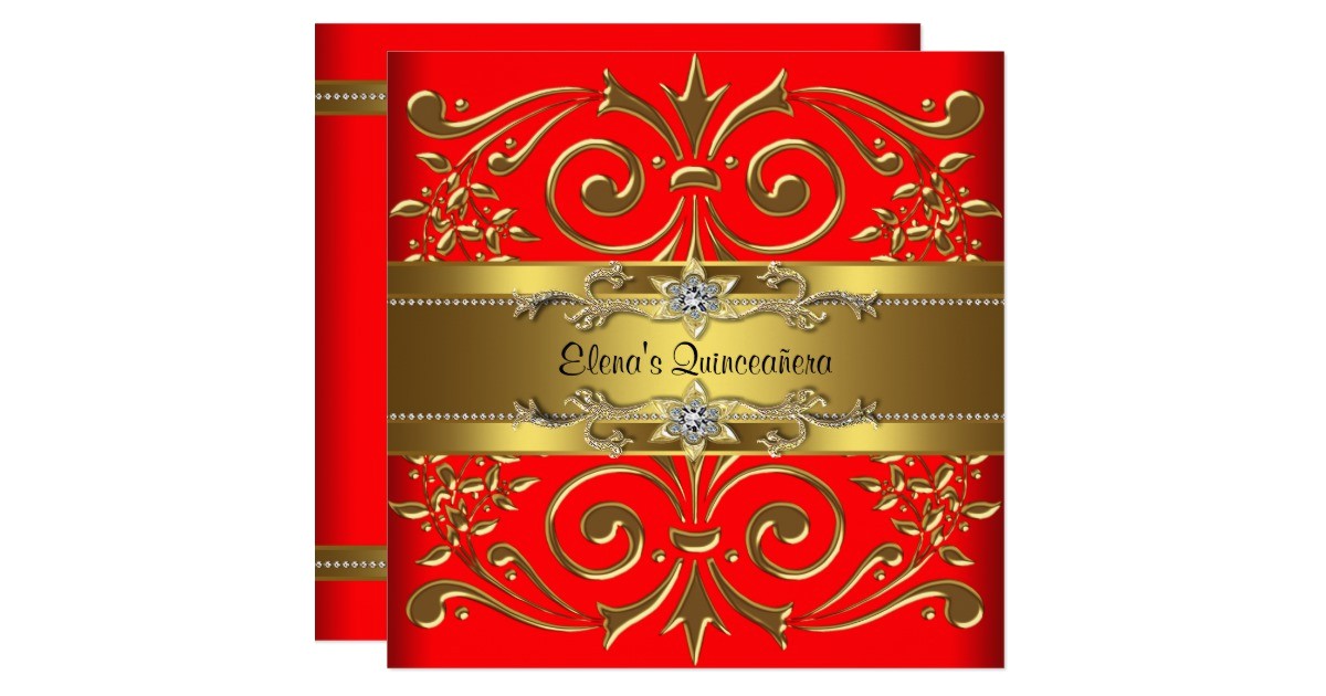 elegant red and gold quinceanera invitations 161023005280775158