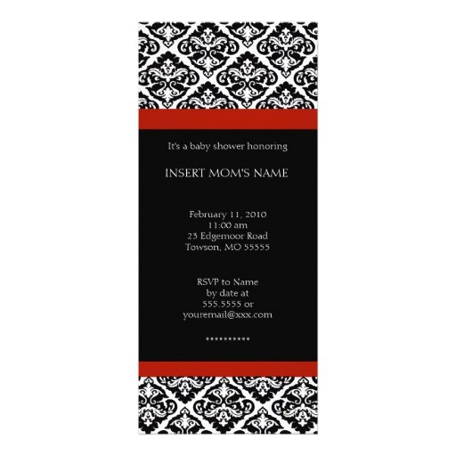 black and red chic baby shower invitations