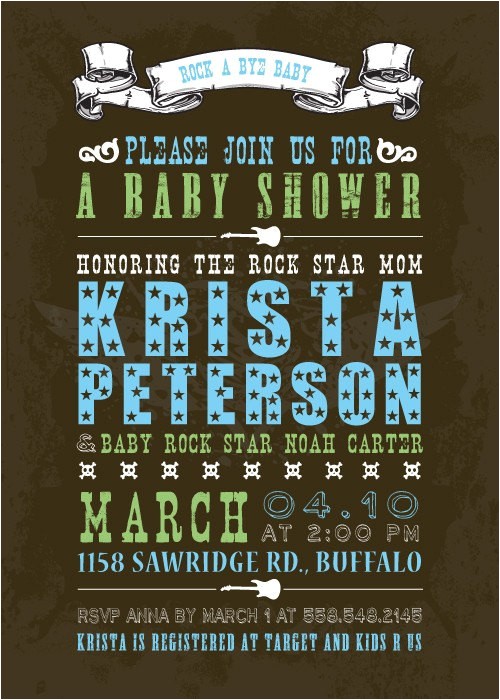 rock n roll baby shower invitation