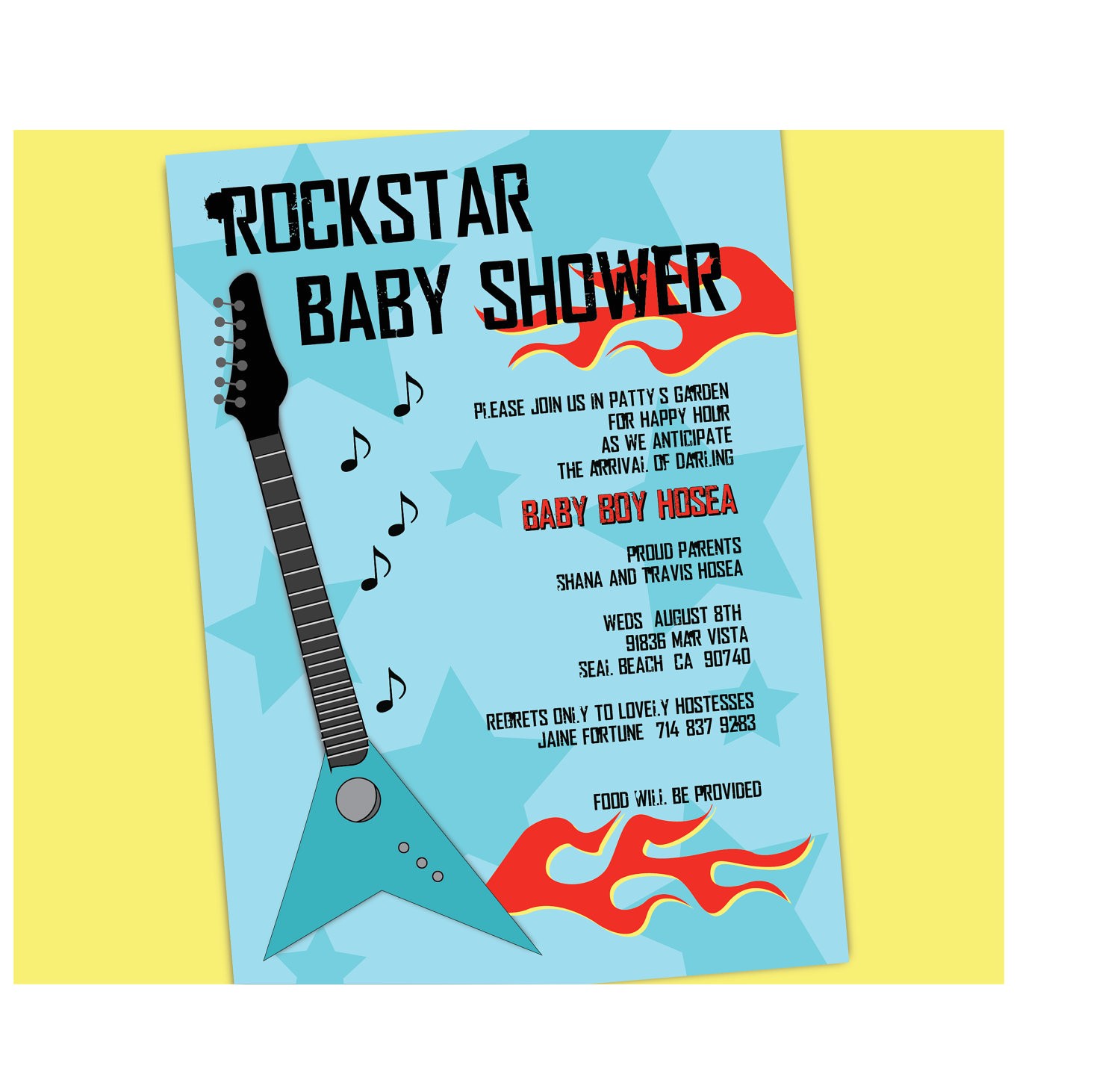 rock star baby shower invitation
