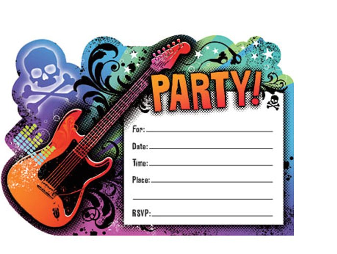 rock star birthday party invitation templates