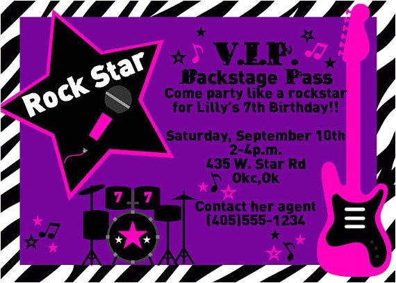rock star party invitation zebra