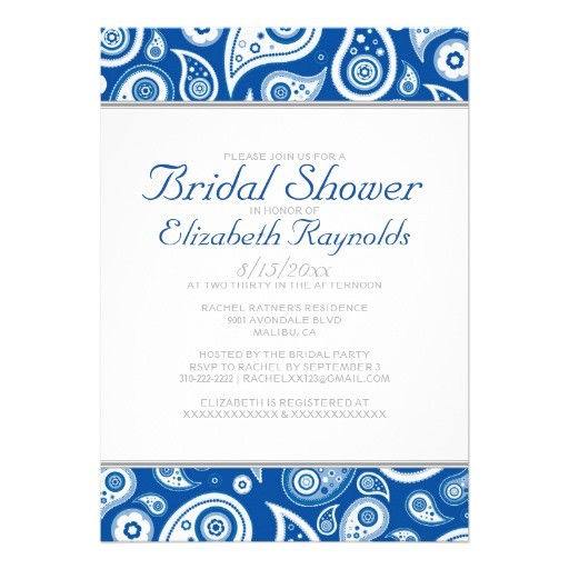 bridal shower invitations in royal blue