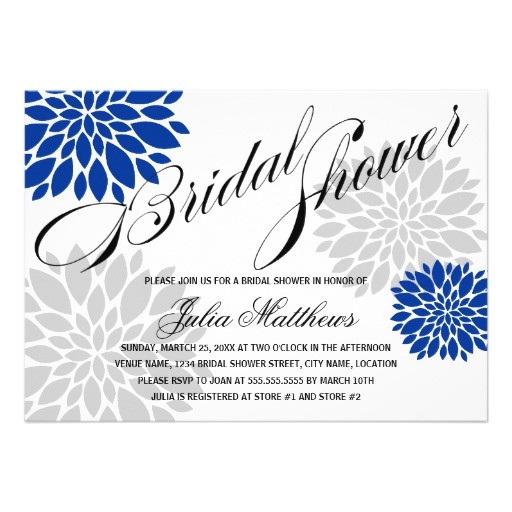 royal blue silver gray floral burst bridal shower invitation 161365251318838110