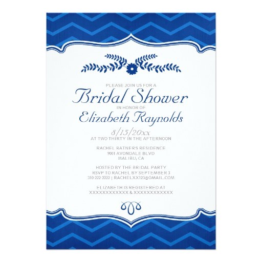 royal blue zigzag bridal shower invitations 161573004640661544