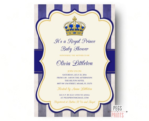 royal prince baby shower invitations