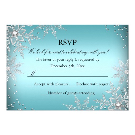 crystal snowflake blue christmas party rsvp invitation
