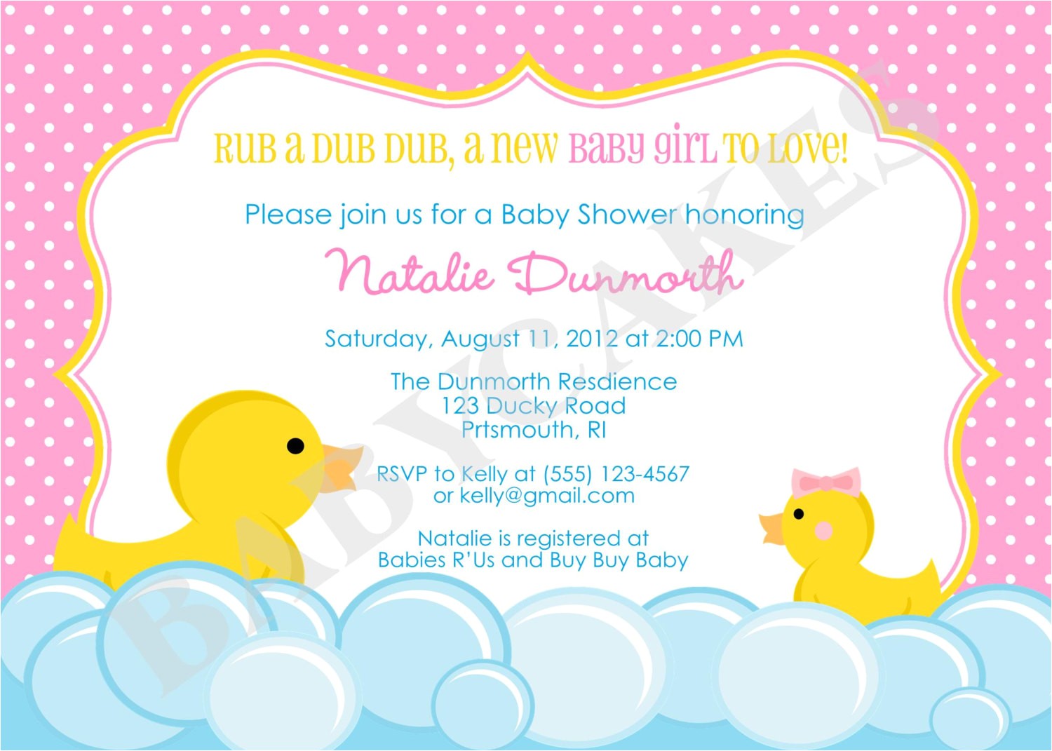 rubber duck baby shower invitation