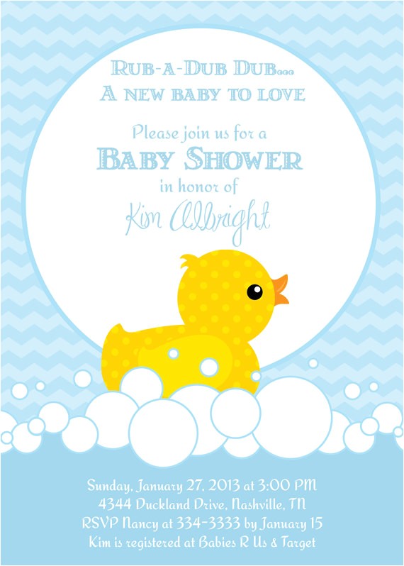 rubber ducky baby shower invitations template design ideas