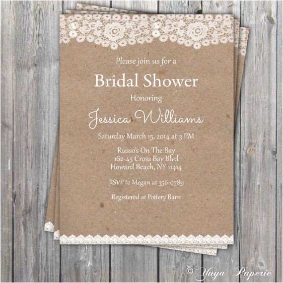 rustic wedding shower invitations