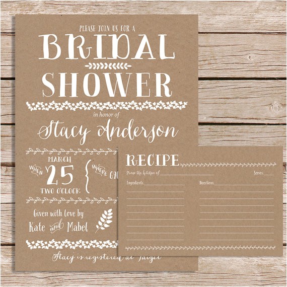 rustic bridal shower invitation with