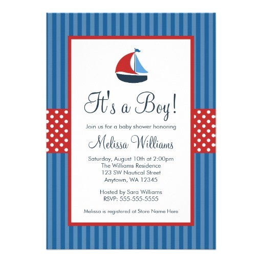 nautical sailboat stripes baby shower invitations