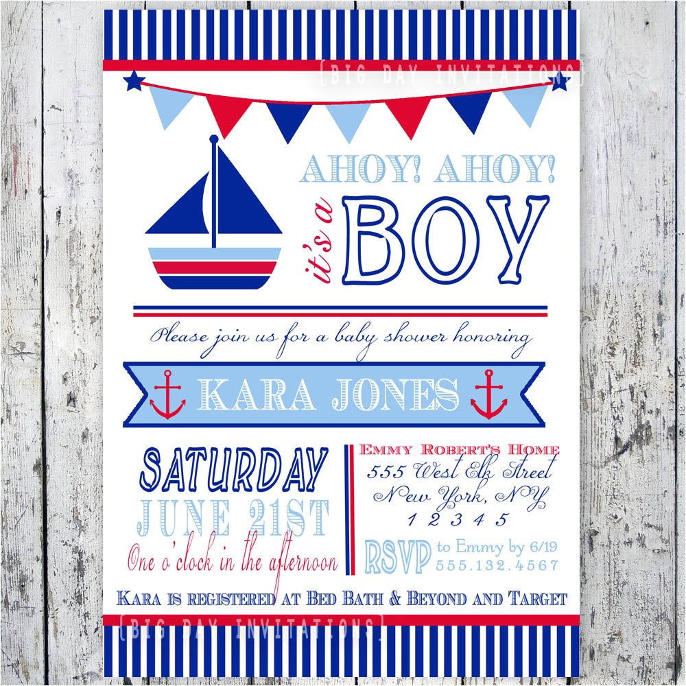 cheap nautical theme baby shower invitations templates