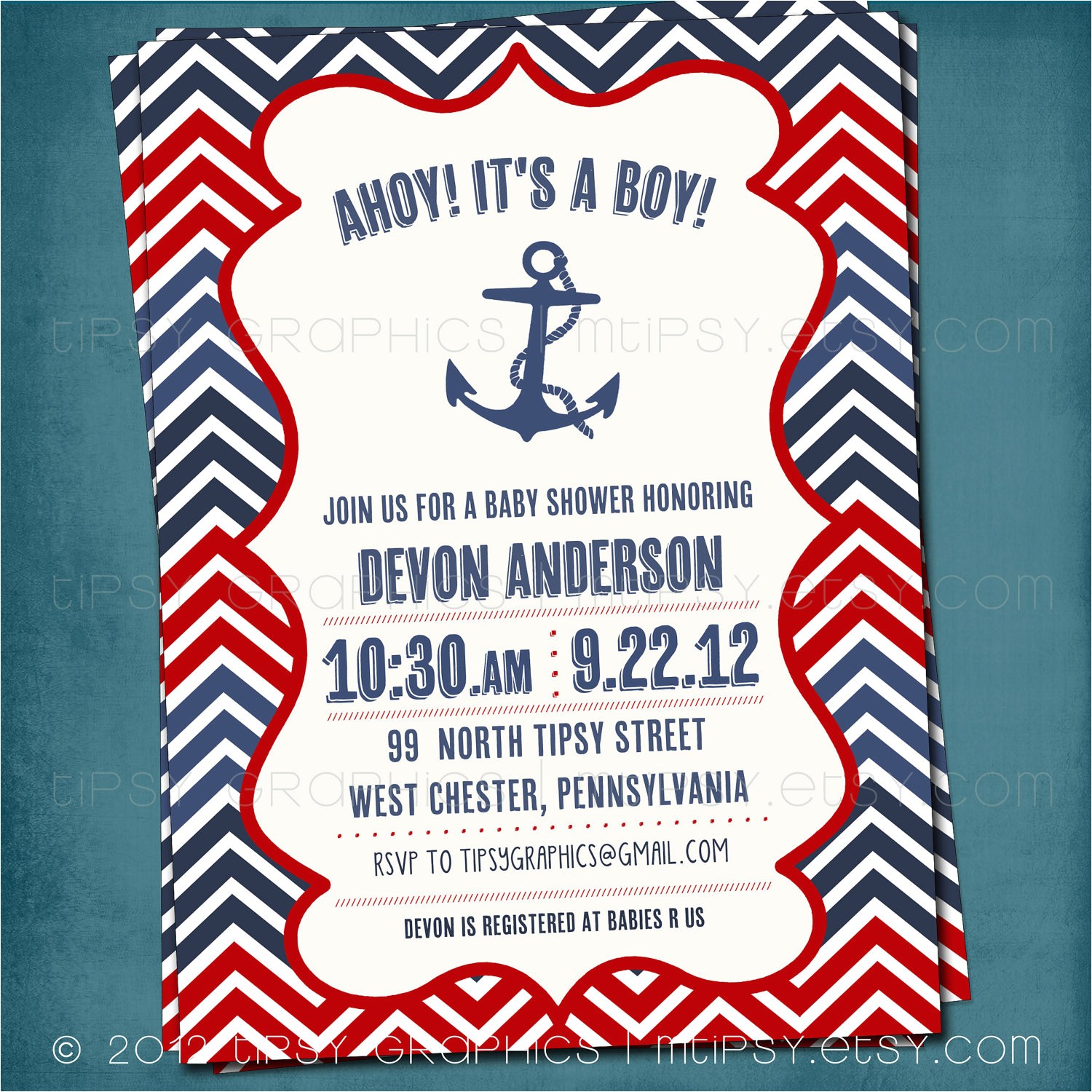 chevron nautical baby shower or birthday
