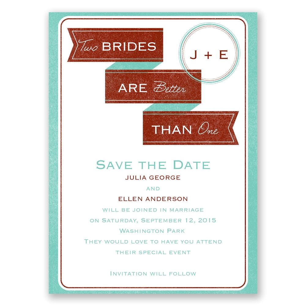 two brides save the date card