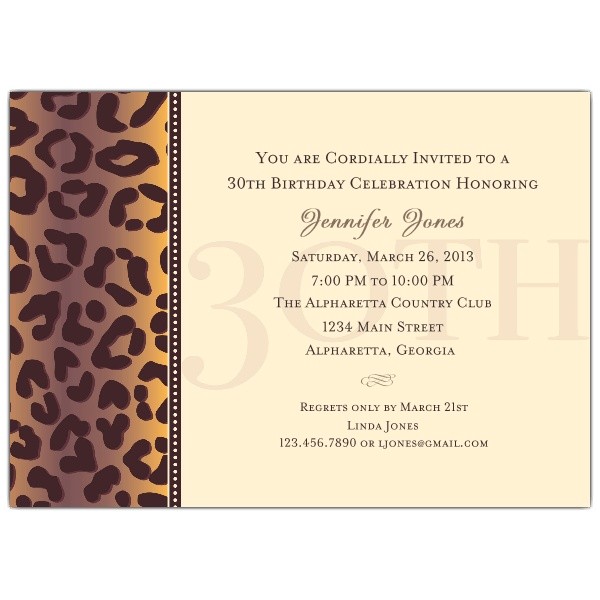Cheetah 30th Birthday Invitations p 615 75 038