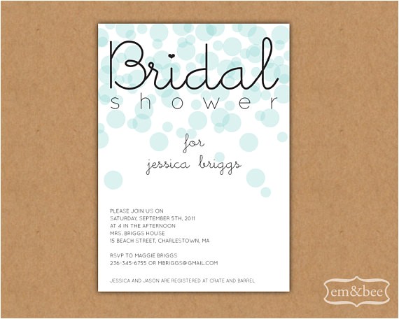 bridal shower invitation sample bubbles