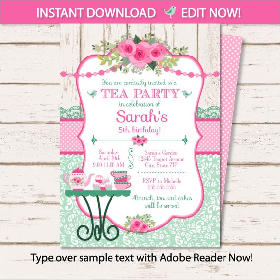 tea party invitation tea party birthday