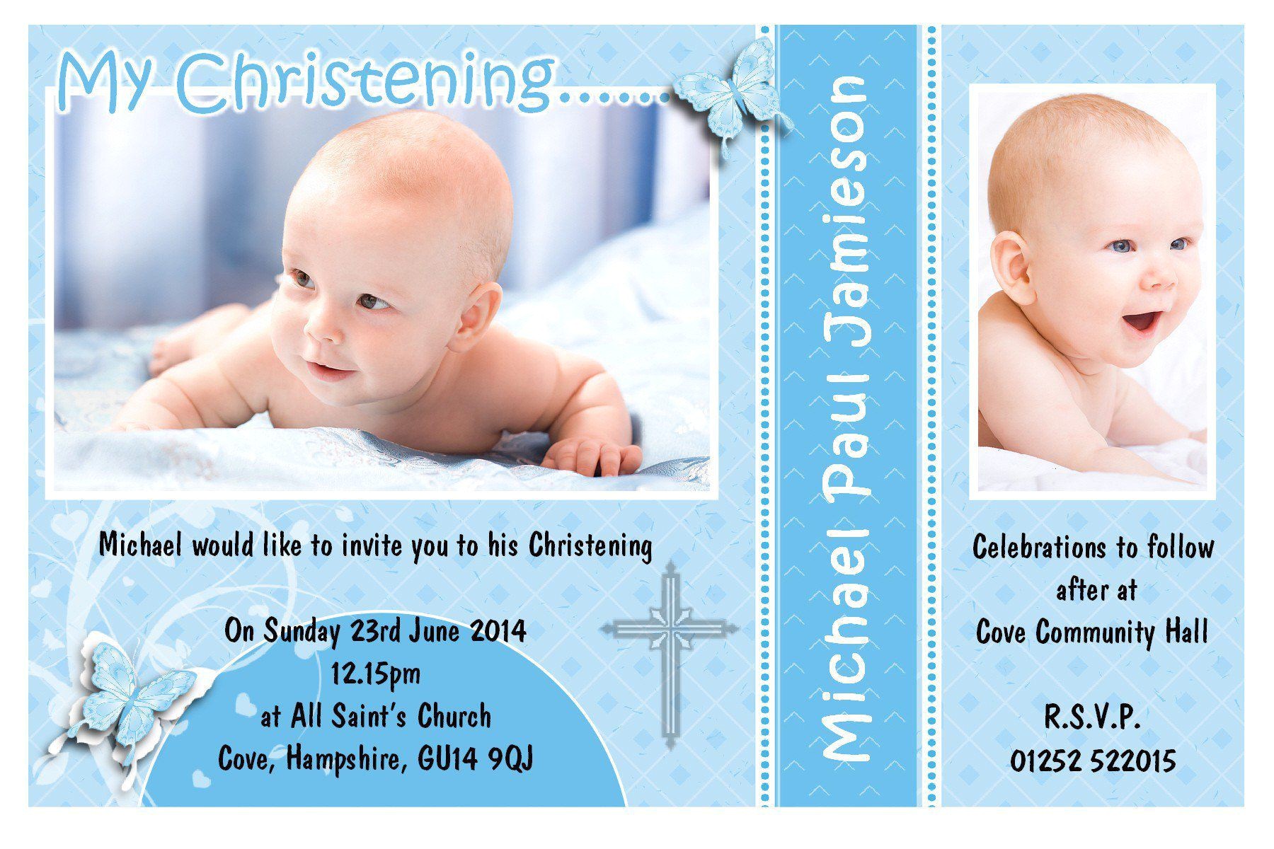 invitation card christening baby boy