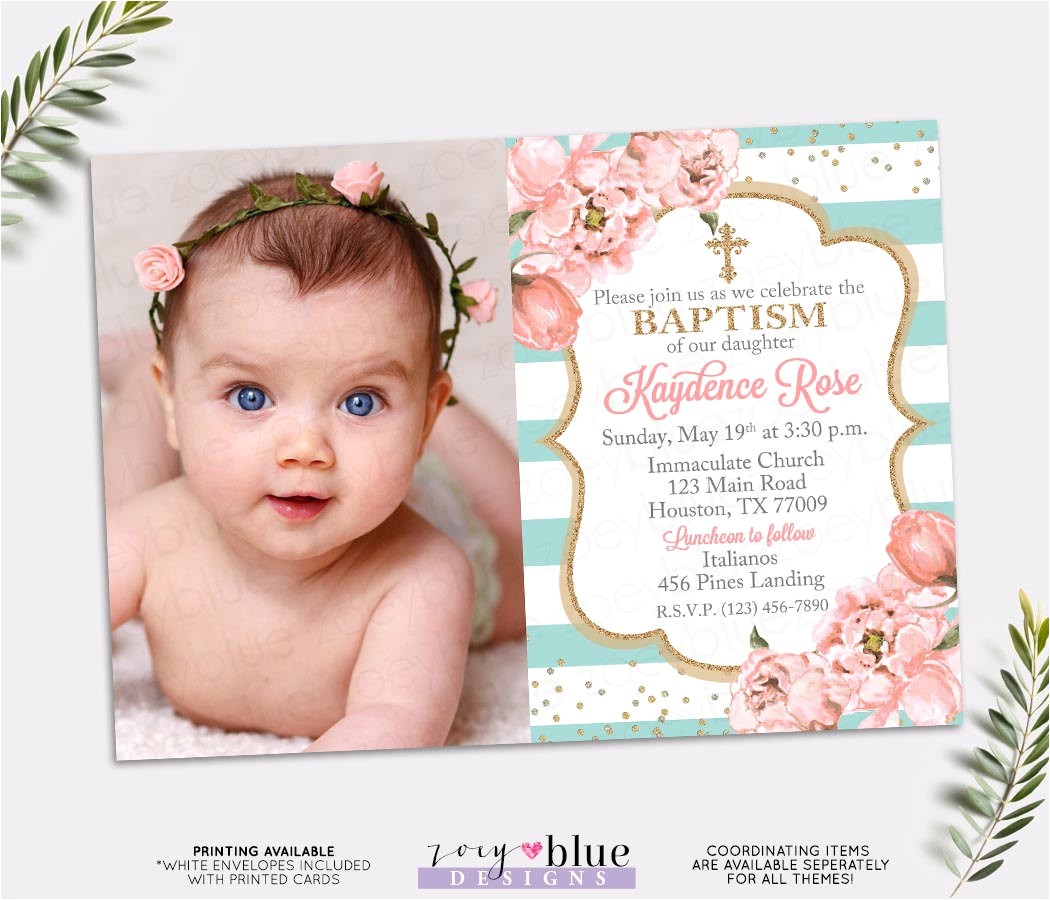 girl baptism invitation blush pink and